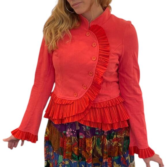 Red Military Jacket with Ruffles size Medium - Picture 1 of 4
